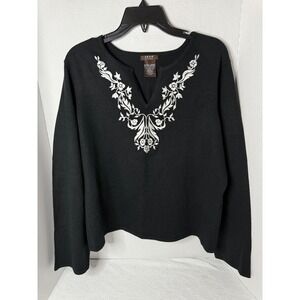 JBXR Embroidered V-Neck Sweater Elegant Knit‎ Top Extra Large